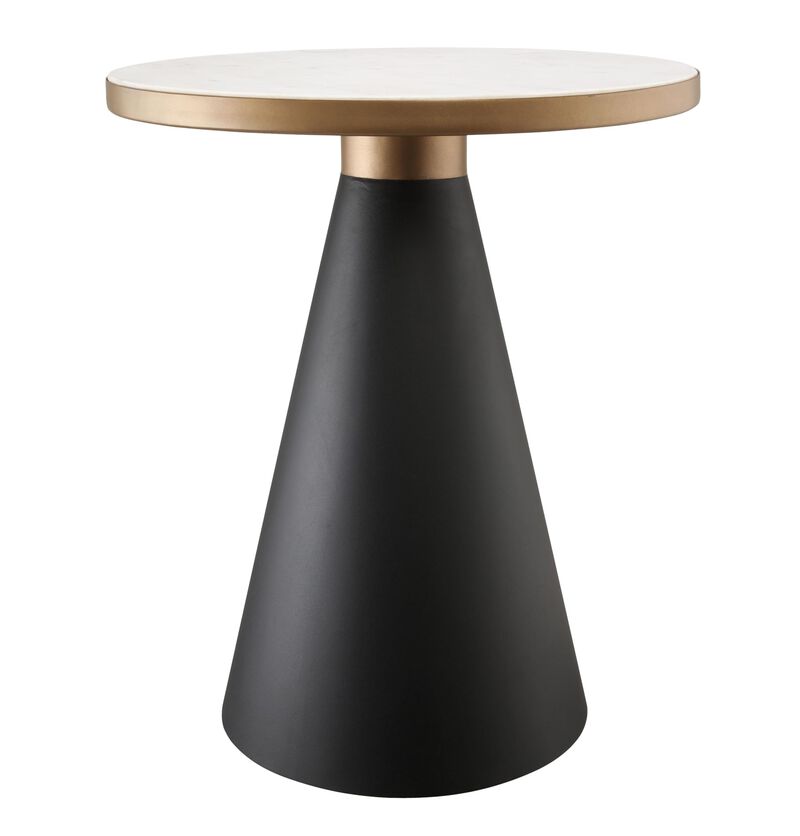 Tov Furniture Richard White Marble Top with Black Conical Metal Base 16" Round Living Room Occasional Table (Side Table) image number 3
