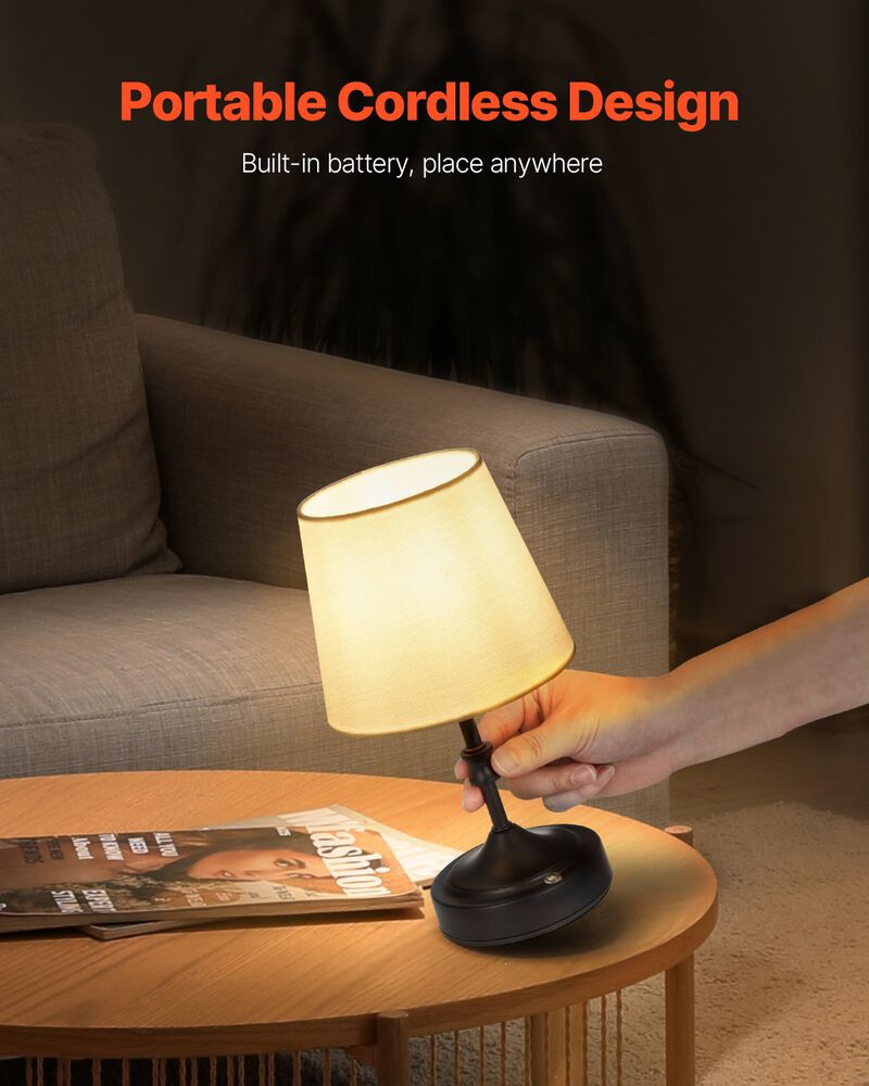Portable Cordless Table Lamp &ndash; Small Desk Light with Rechargeable Battery, 2700-3000K