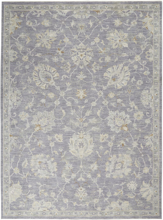 HomeRoots 8' X 10' Gray and Ivory Floral Power Loom Area Rug