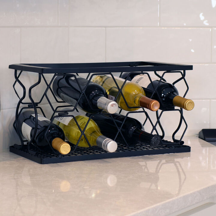 Sunnydaze 8-Bottle Collapsible Wire Tabletop Wine Rack - Black