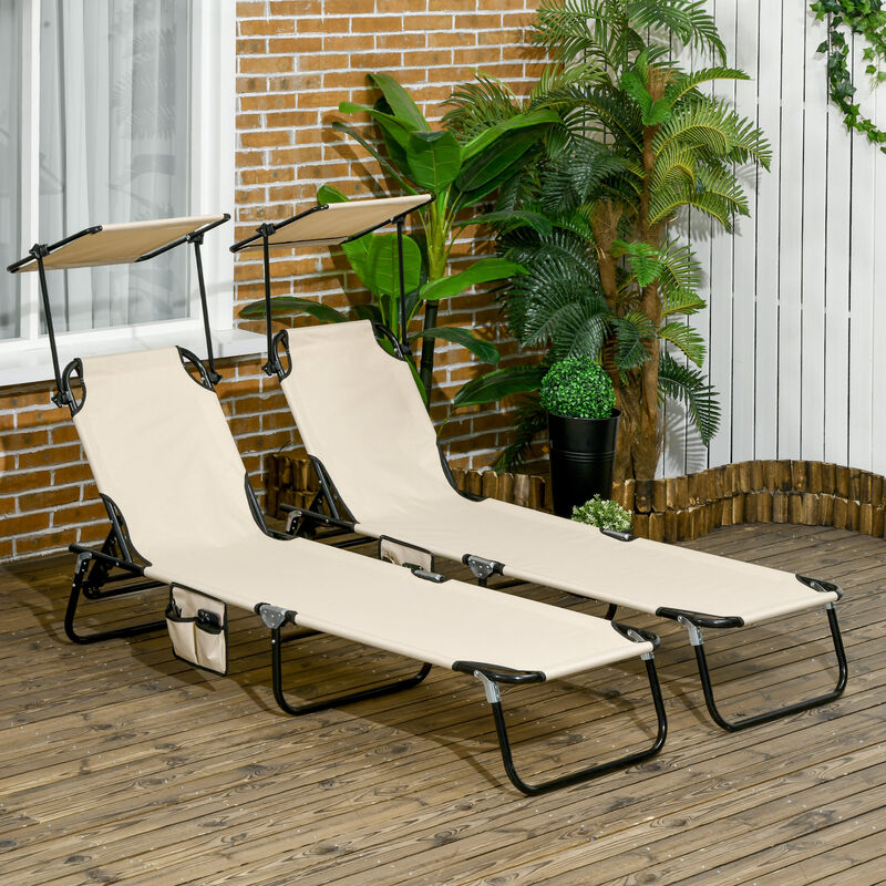 Hivvago 2-Piece Poolside Chaise Lounge Set with Sunshade image number 1