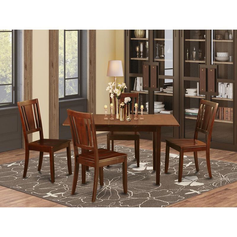 5 Pc Small Kitchen dinette set - Table with a 12in Leaf and 4 Dining Table Chairs
