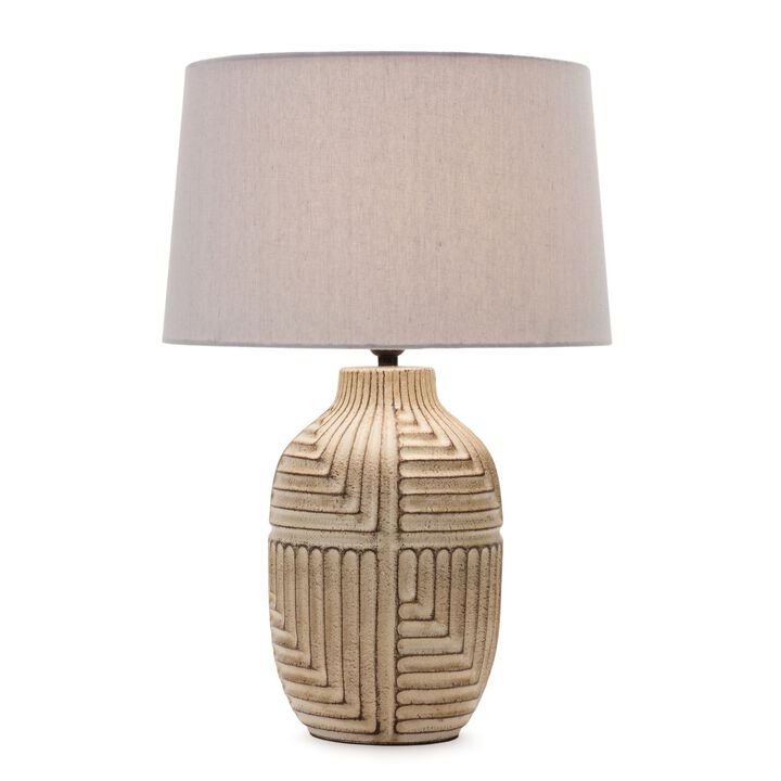 60W Ceramic Table Lamp with Linen Shade for Living Room Decor