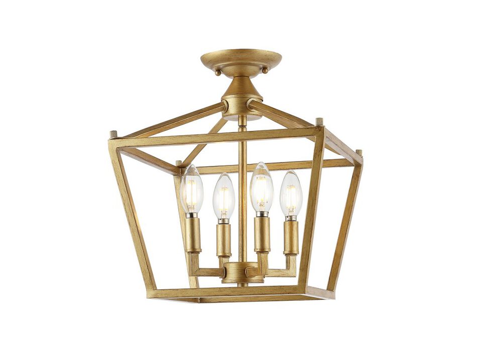 Plains 4-Light Iron Modern Farmhouse Pagoda LED Semi Flush Mount Lantern