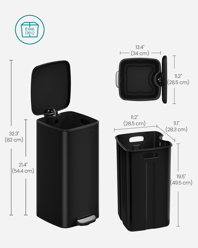Stainless Steel Trash Can 8-Gallon (30 L) with Inner Bucket image number 2