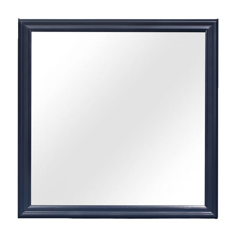 HomeRoots 38" Blue Square Wood Framed Accent Mirror image number 0