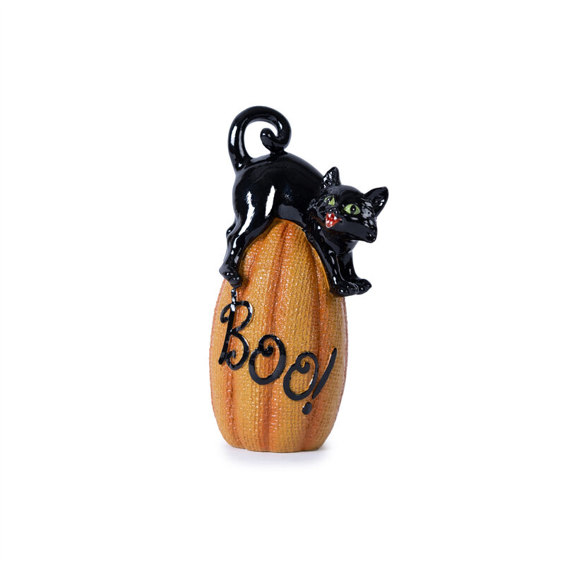 HomeRoots Set of Three Black And Orange Polyresin Halloween Black Cat Figurines image number 2