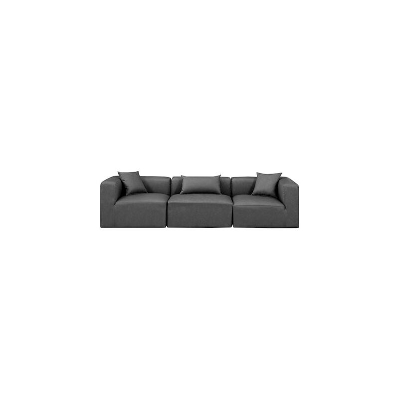 Meridian Furniture Cube Charcoal Grey Vegan Leather Modular Sofa