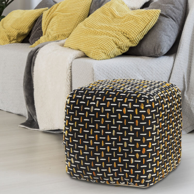 Durable Fabric Geometric Pouf Ottoman – Accent Floor Cushion for Living Room