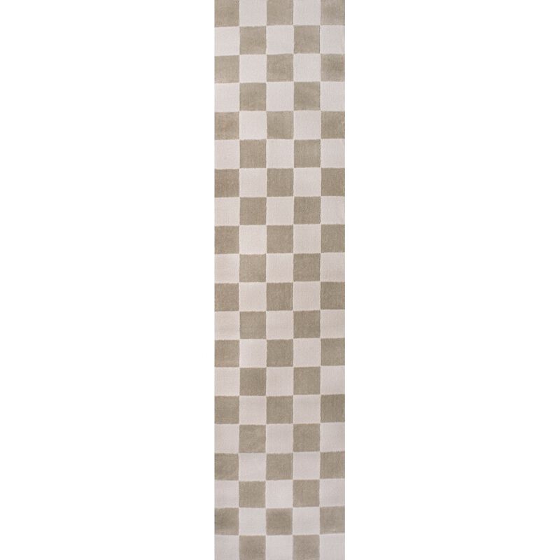 Thea Modern Geometric Checkerboard High-Low Area Rug