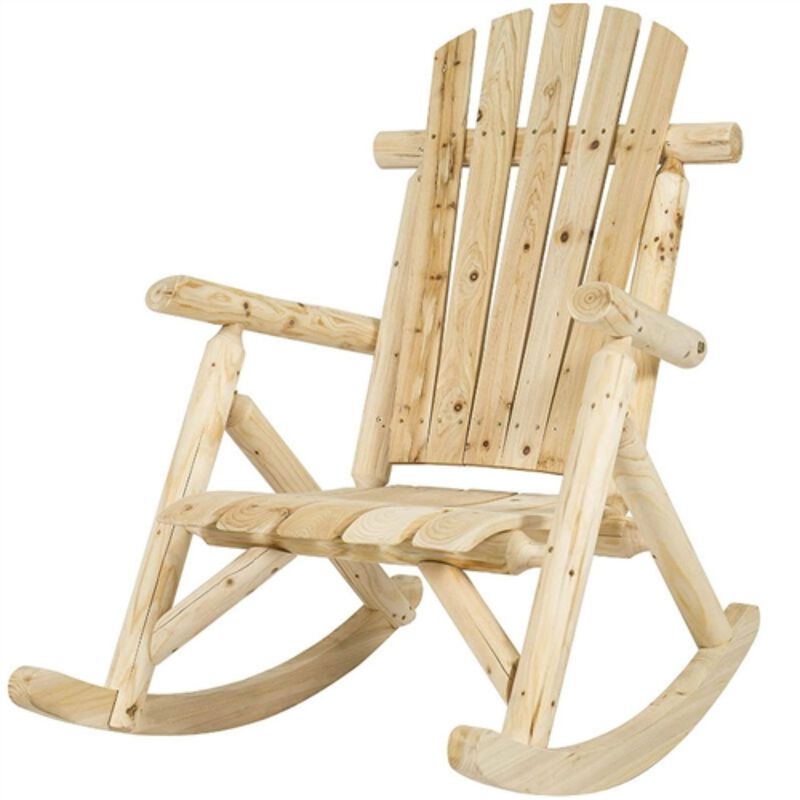 Hivvago Outdoor Wooden Log Rocking Chair - Adirondack Style