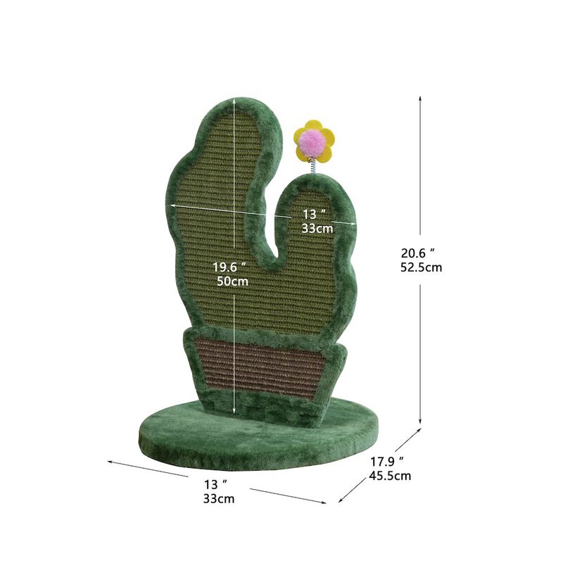 Petpals Natural Sisal Cactus-Shaped Cat Scratcher - 18"H, Natural Sisal, Small,