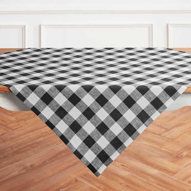 Solino Home Buffalo Check 100% Linen Table Throw &ndash; Handcrafted, Machine Washable, Perfect for Holiday and Everyday Dining