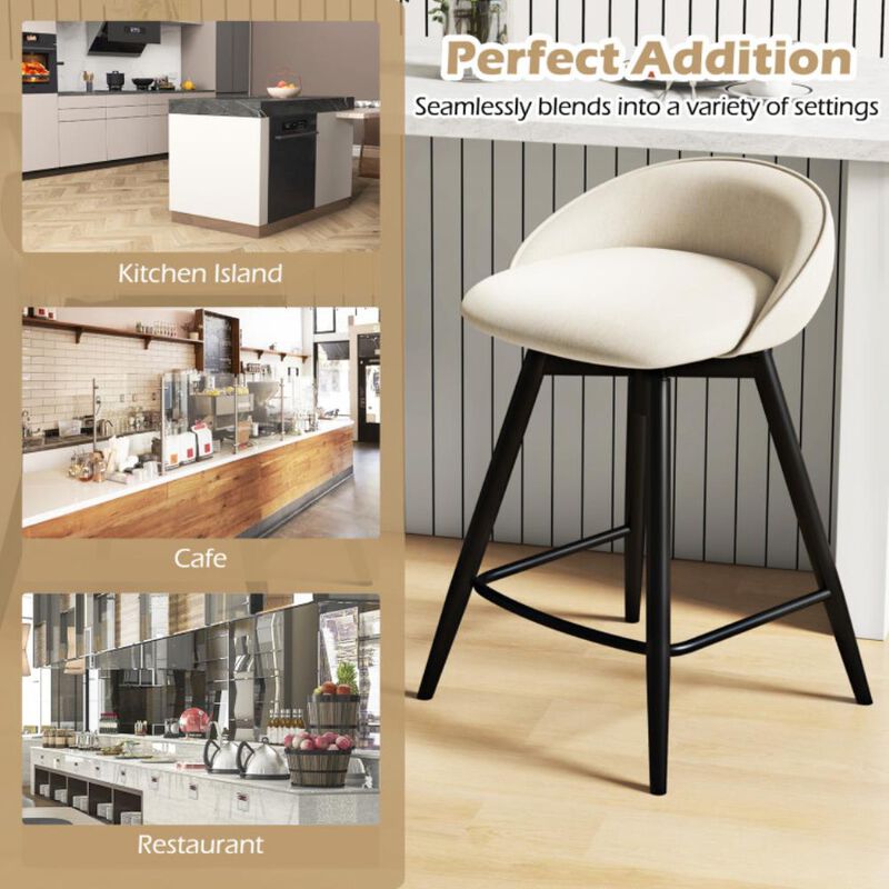 Hivvago Upholstered Bar Stools Set of 2 with Footrest and Backrest