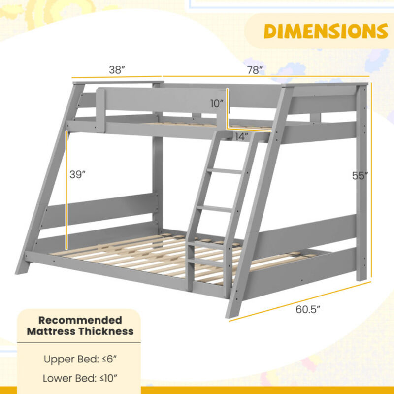 Low Bunk Bed with Reversible Ladder