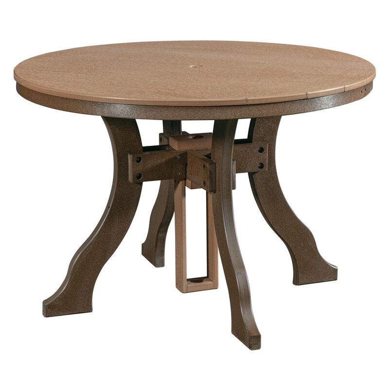 American Furniture Classics Dining Height Round Table in Cedar with a Tudor Brown Base