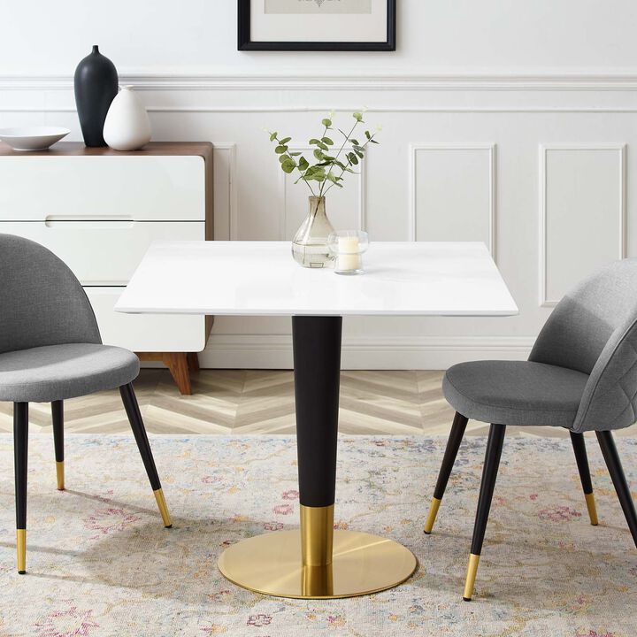 Modway - Zinque 36" Square Dining Table Gold White