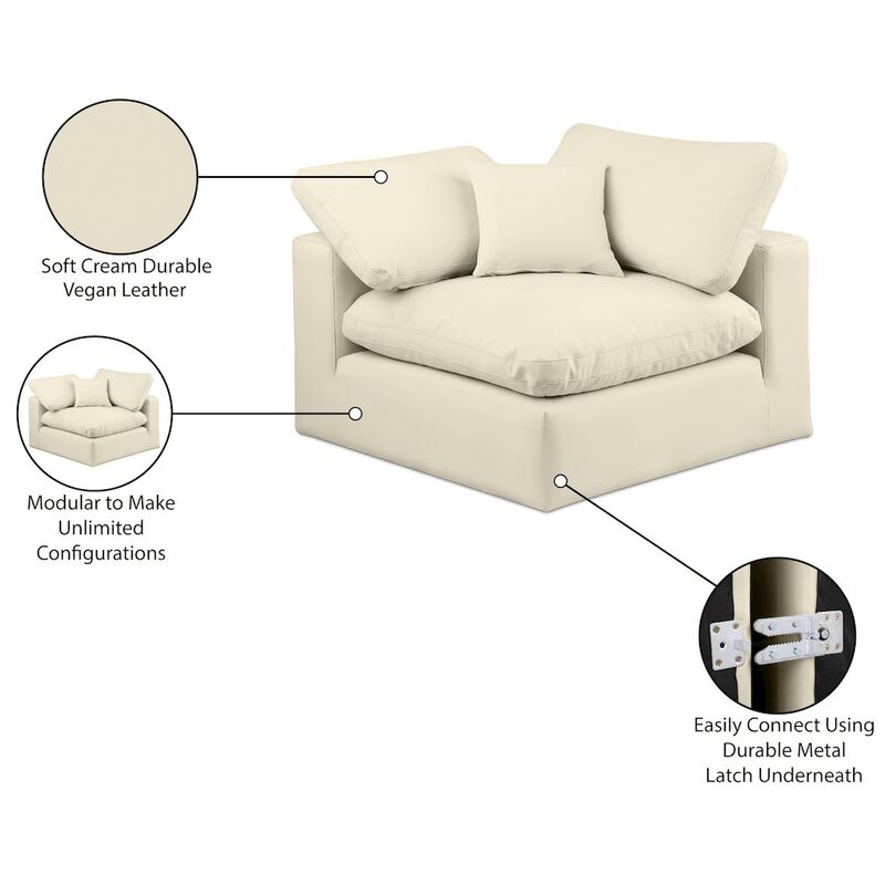 Meridian Furniture Comfy Cream Vegan Leather Modular Corner Chair