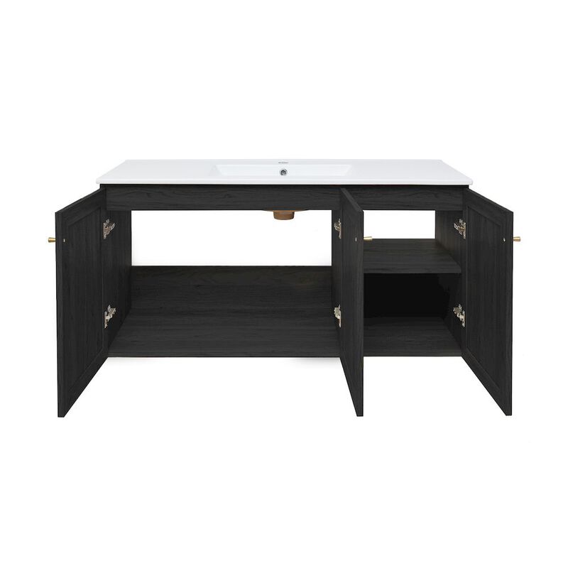 Classe 48" Wall-Mounted Bathroom Vanity in Black Oak image number 7