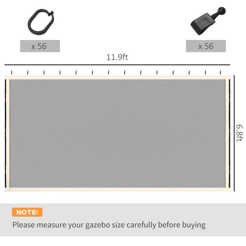 Hivvago 12x12 Gazebo Mesh Sidewall Replacement with Zipper image number 2