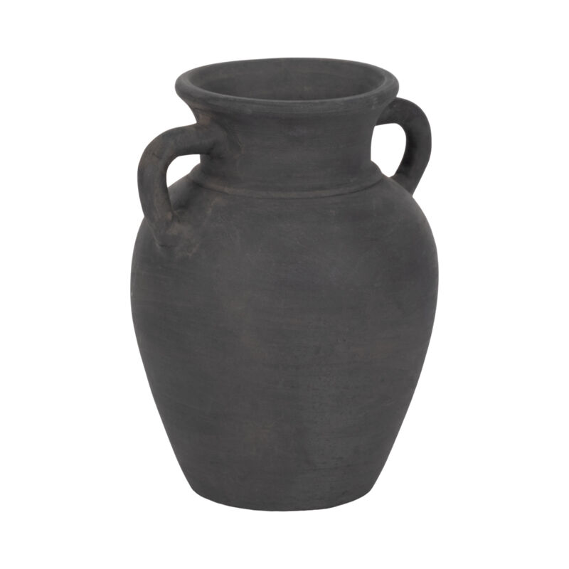 Terracotta, 9" Vase With Handles, Black image number 2
