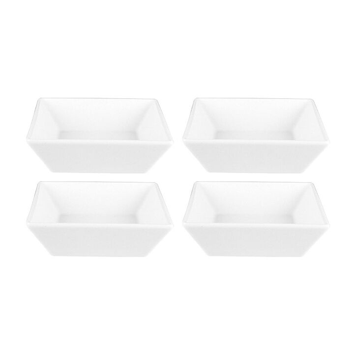 Porcelain Merid 5.5" x 5.5" x h:1.75" 14 oz. Square White Porcelain Bowl (Set of 4)
