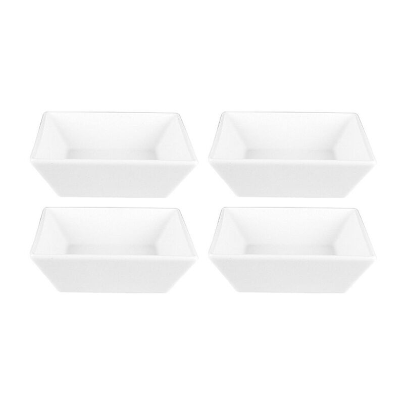 Porcelain Merid 5.5" x 5.5" x h:1.75" 14 oz. Square White Porcelain Bowl (Set of 4)