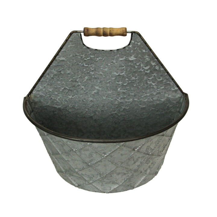 Large & Small Galvanized Metal Rustic Wall Pocket Planters Hanging Decor Set / 2