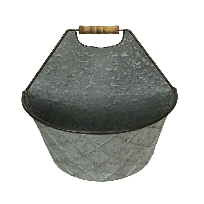 Large & Small Galvanized Metal Rustic Wall Pocket Planters Hanging Decor Set / 2 image number 1