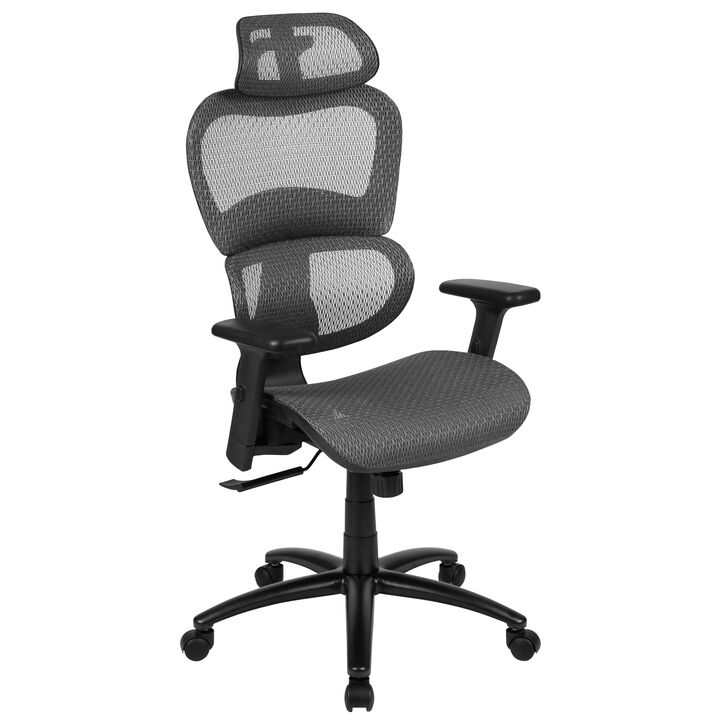 LO Ergonomic Mesh Office Chair with 2-to-1 Synchro-Tilt, Adjustable Headrest, Lumbar Support, and Adjustable Pivot Arms in Black