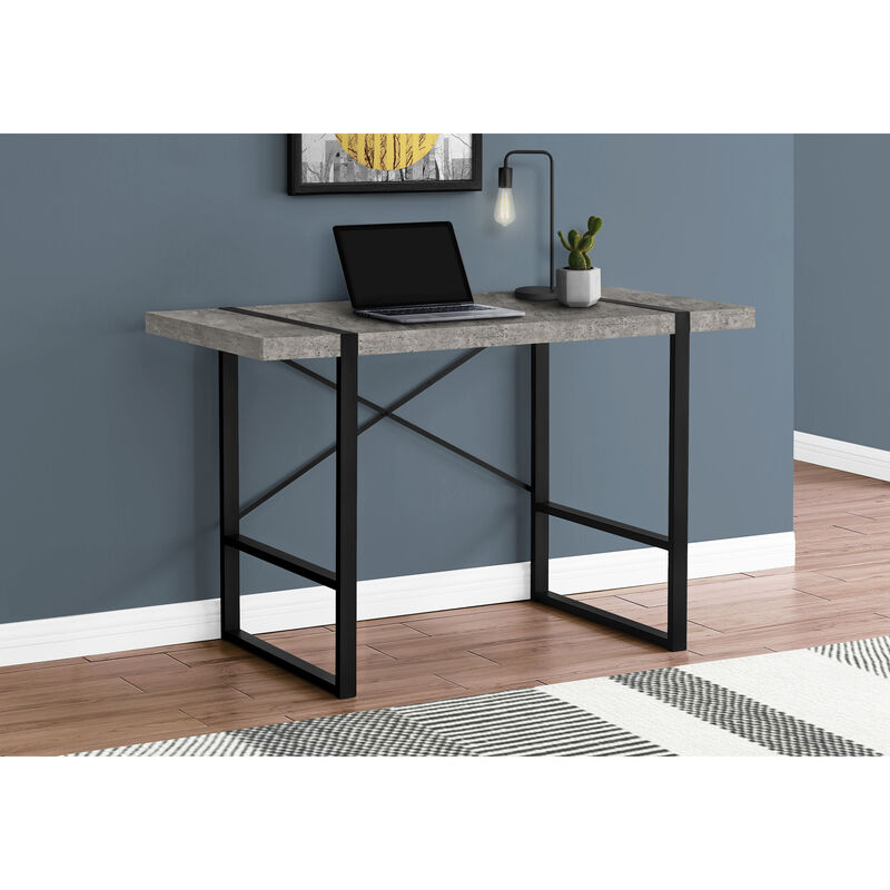Monarch Specialties I 7661 Computer Desk, Home Office, Laptop, 48"L, Work, Metal, Laminate, Grey, Black, Contemporary, Modern