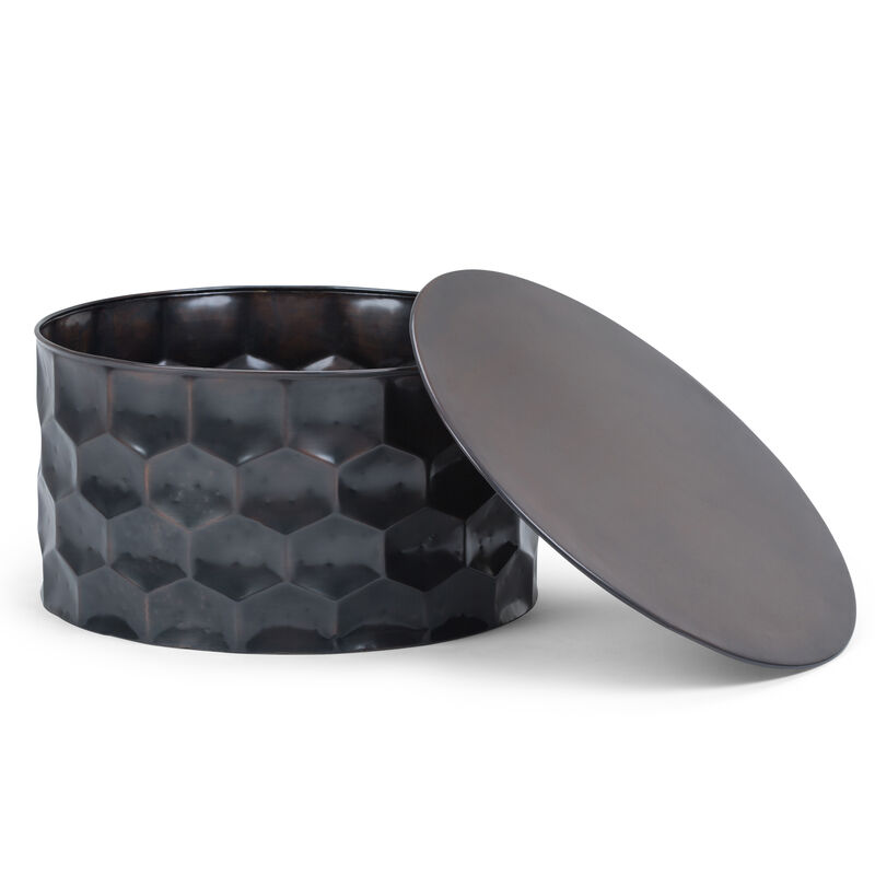 Whitney Industrial 31 inch Wide Metal Storage Coffee Table in Antique Bronze, Fully Assembled