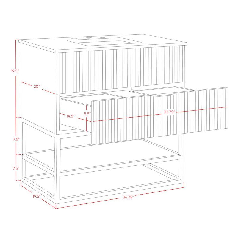 Meridian Furniture Monad White Bathroom Vanity