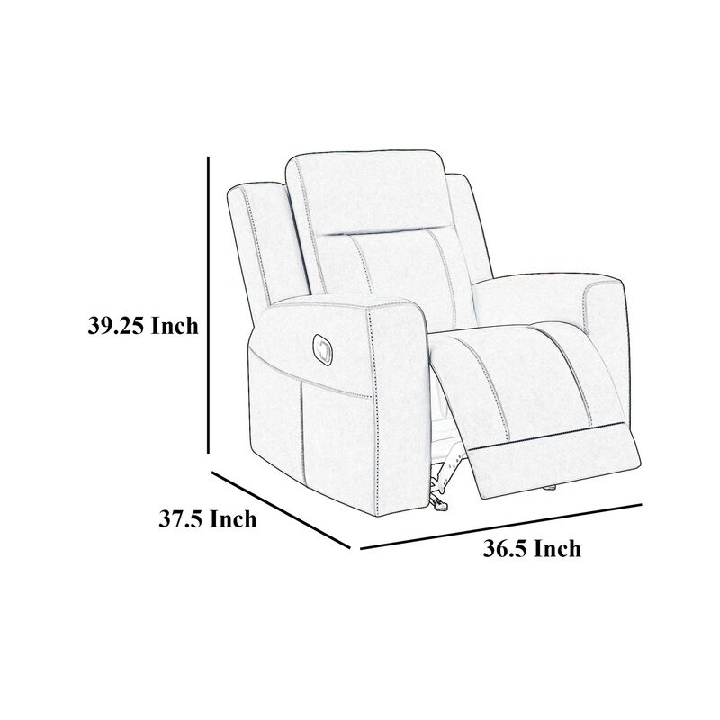 Krio Manual Recliner Chair, 37 Inch, Modern Charcoal Gray Faux Leather - Benzara