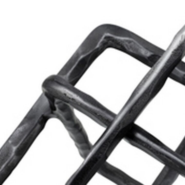 10 Inch Metal Accent Decor with Square Interlinks, Gray - Benzara