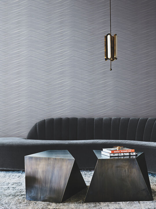 Glistening Chevron Smokey Blue Wallpaper