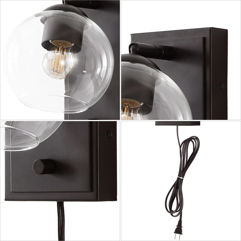 Hugo Minimalist Modern Plug In Or Hardwired Adjustable Iron LED Wall Sconce with Rotary Dimmer
