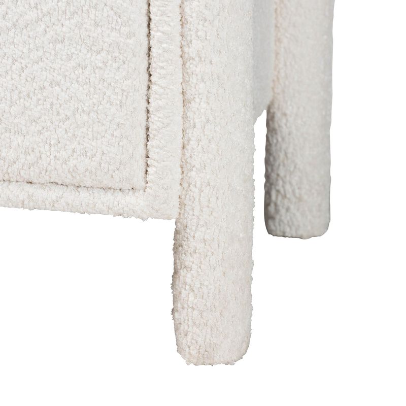 Baxton Studio Laria Modern White Teddy Bear Fabric 2 Drawer Nightstand