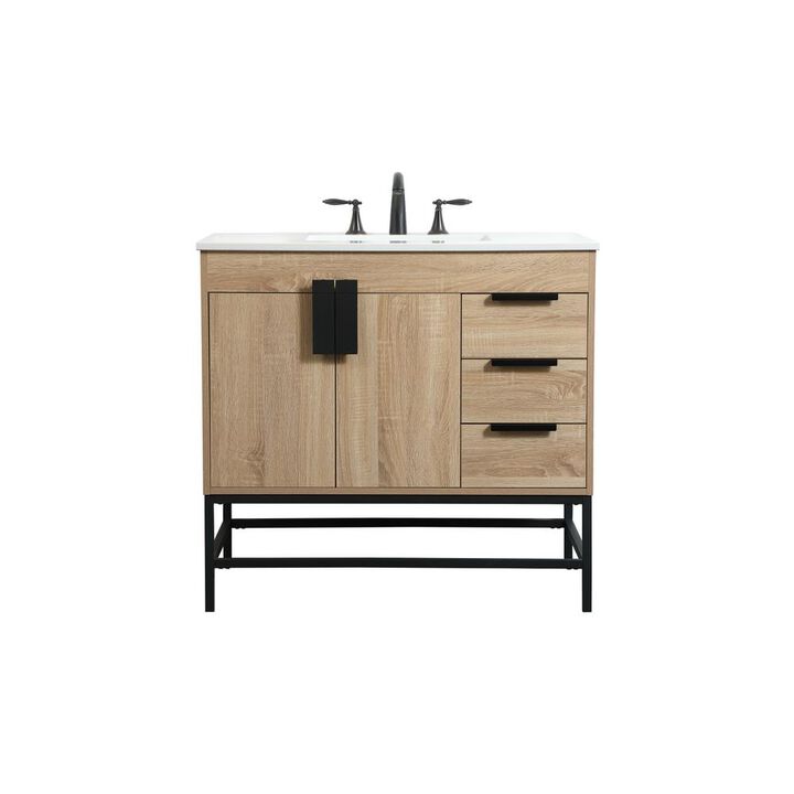Elegant Kitchen and Bath 36 inch Single bathroom vanity in mango wood