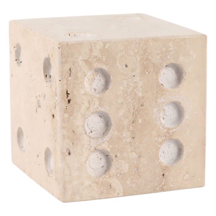 4" Travertine Dice, Tan