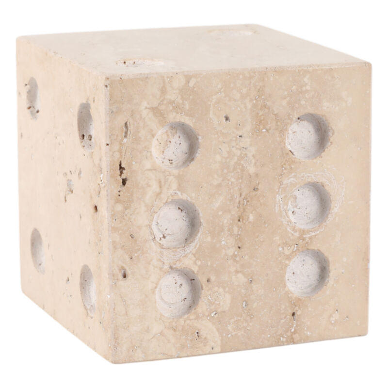 4" Travertine Dice, Tan image number 1