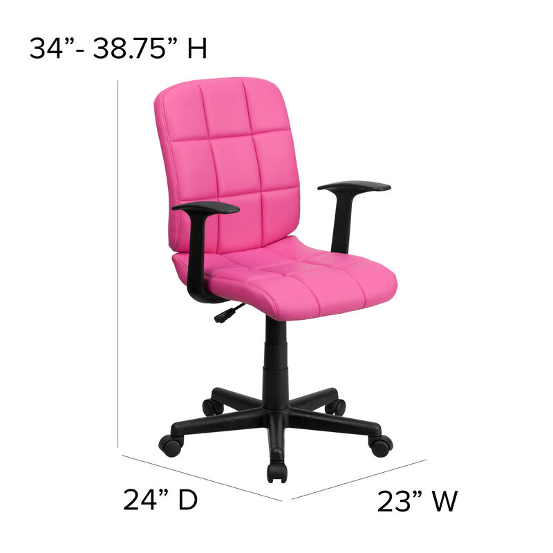 Clayton Mid-Back Quilted Vinyl Swivel Task Office Chair with Arms image number 4