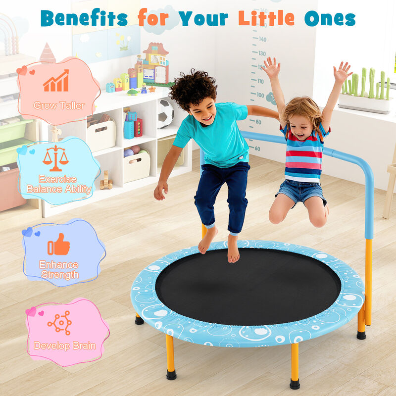 Kids Rebounder Trampoline with Covered Safety Handrail for Exercise and Play image number 3