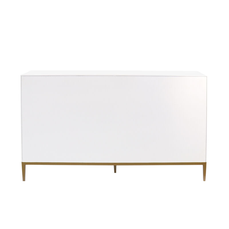 Pasargad Home Victoria Ivory Sideboard, 4 Doors, 2 Drawer with Bronze Metal Frame
