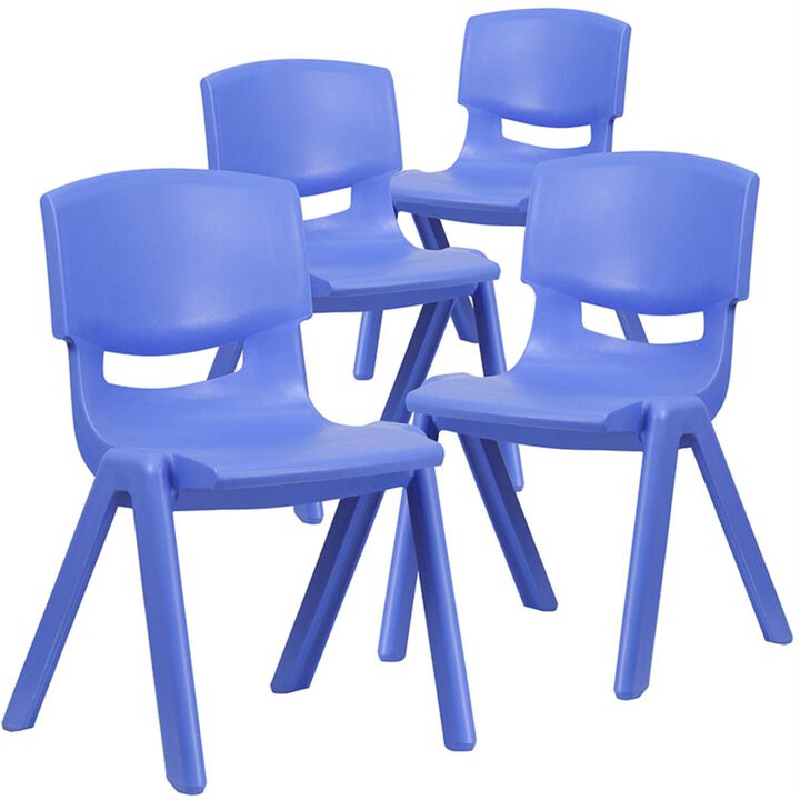 Flash Furniture 4 Pack Blue Plastic Stackable School Chair with 15.5'' Seat Height