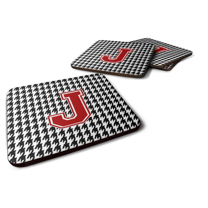 Caroline's Treasures CJ1021-JFC Monogram-Houndstooth Foam Coasters (Set of 4), Initial J, 3.5 H x 3.5 W, Multicolor