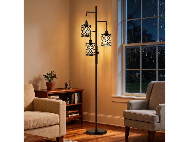Dimmable Farmhouse Floor Lamp with Three Lights for Living Room Bedroom image number 1