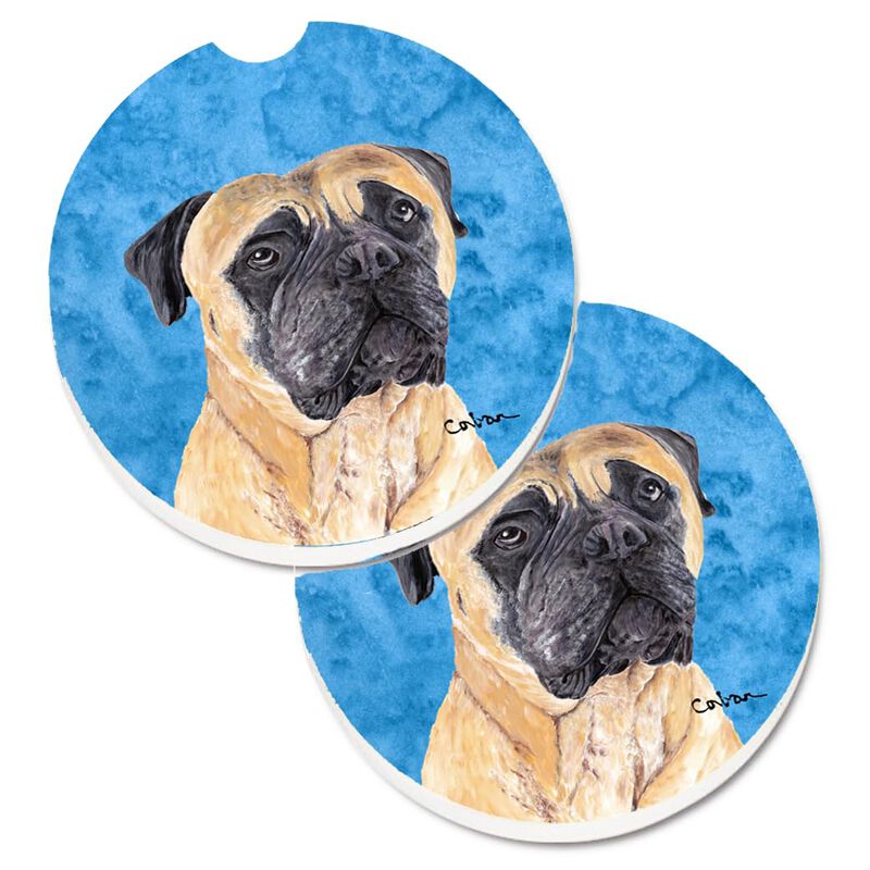 Caroline's Treasures Blue Mastiff Set of 2 Cup Holder Car Coasters SC9125BUCARC, 2.56, Multicolor image number 0