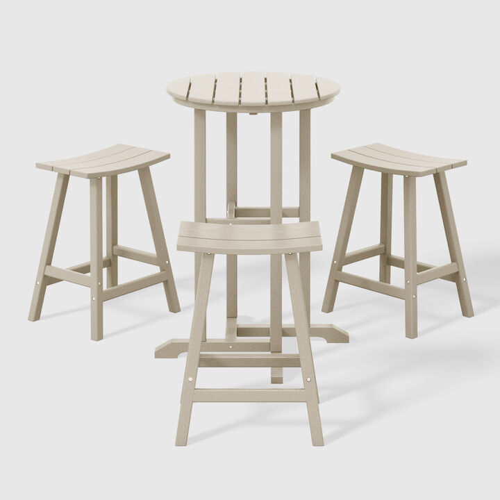 WestinTrends Outdoor Patio Counter Height Bar Stools Bistro Bar Table 4-Piece Set