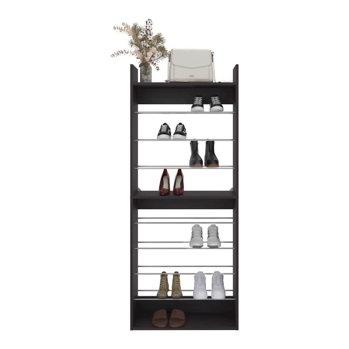 Aline Shoe Rack, 10 Shelves, Black Wengue